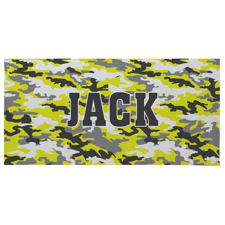 Their Own Name Beach Towel-Standard - Lime Green Camo