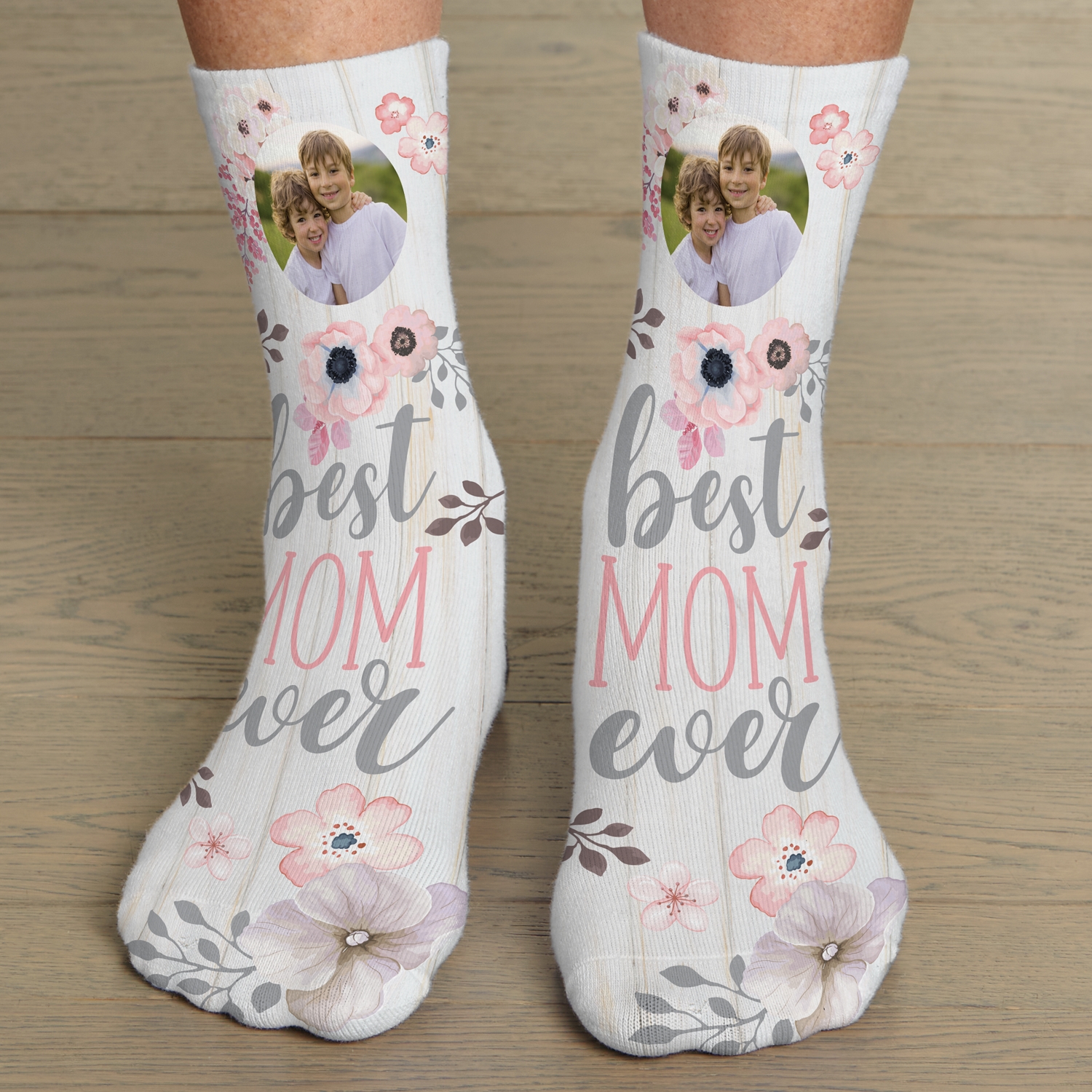 Top Mom Ever Custom Photo Socks