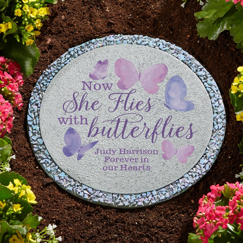 Flies With Butterflies Memorial Garden Stone | Personal Creations