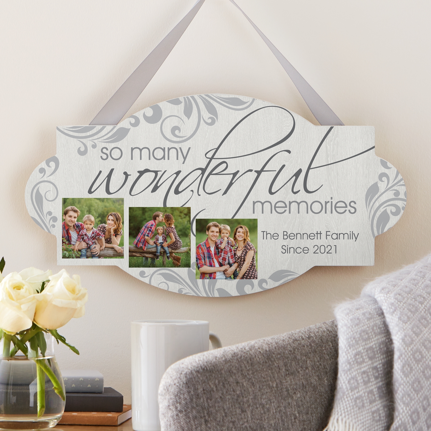 Wonderful Memories Photo Wood Hanging Sign