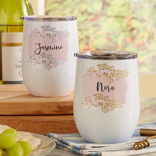 Metallic Leopard Wine Tumbler