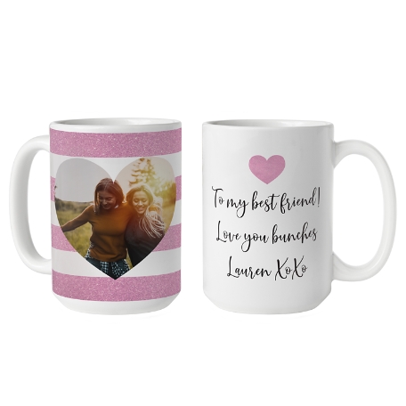 Shimmer Stripe Photo Heart Mug - 15oz