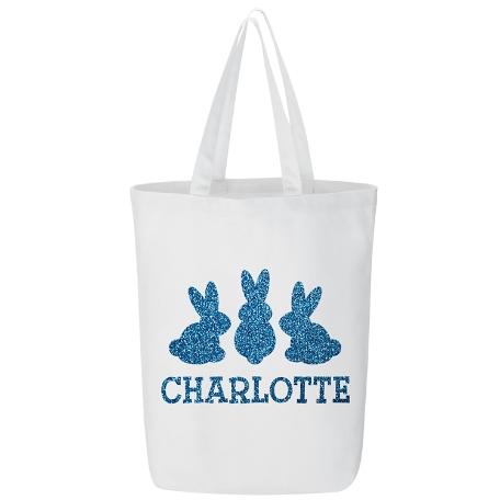 Glitter Bunny Buddies Tote Bag - Aqua