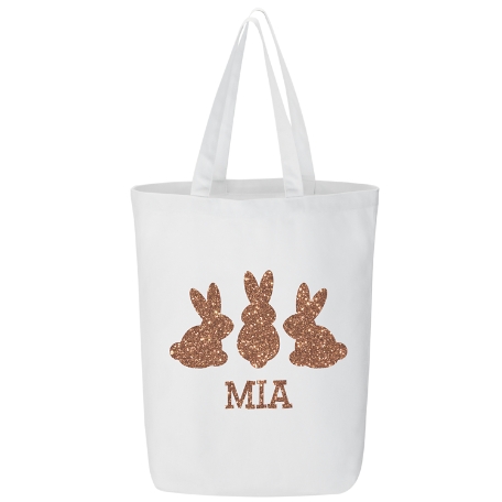 Glitter Bunny Buddies Tote Bag - Orange