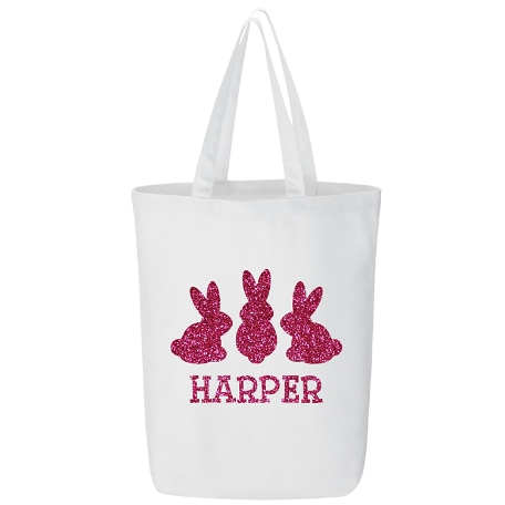 Glitter Bunny Buddies Tote Bag - Pink