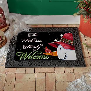 Snowman and Cardinal Doormat