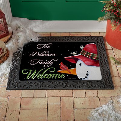 Snowman and Cardinal Doormat