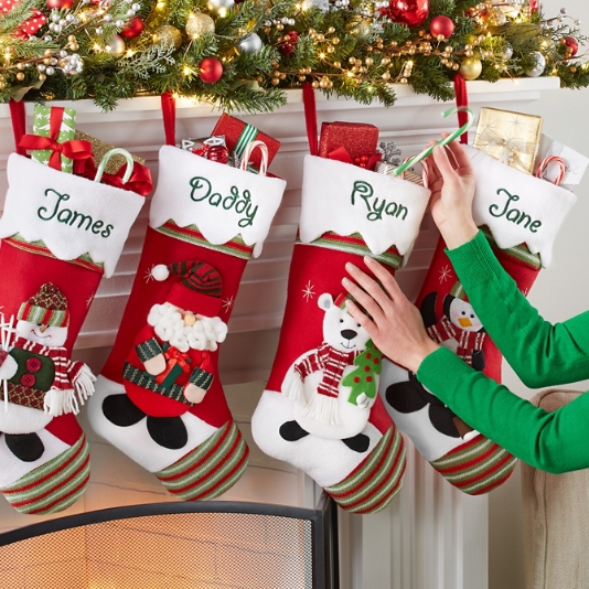 Set of 3 Personalized knitted Christmas Stocking with Name, Embroidery  Snowflake Stocking Custom Needlepoint Stockings, Customized Keepsake  Christmas