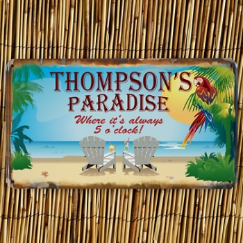 Tropical Haven Personalized Metal Sign