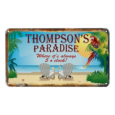 Tin Sign Welcome To Paradise 30.5x10.1cm 