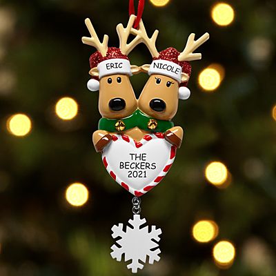 Personalized Reindeer Family Christmas Ornament Cozy Reindeer Couple