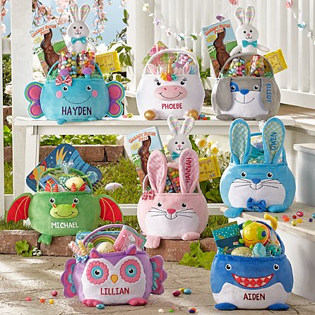 Plush Easter candy-filled gift baskets