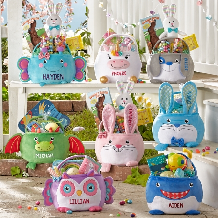 Plush Easter candy-filled gift baskets