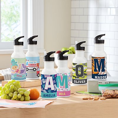 Whimsical Graphic Personalized Water Bottles