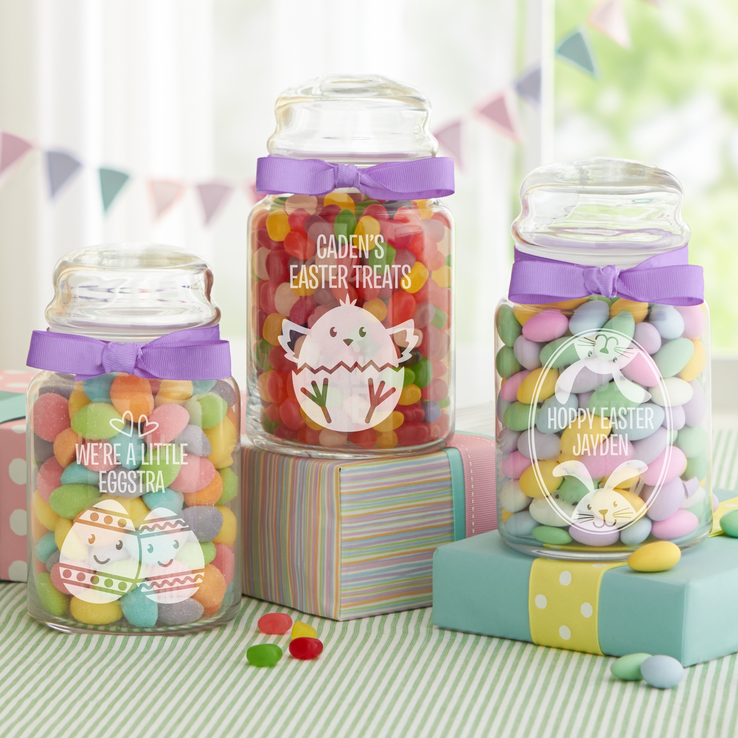 Easter-Themed Personalized Glass Candy Jars