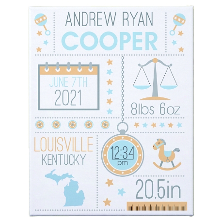 Hello Baby Canvas-Unframed-Blue -18x24