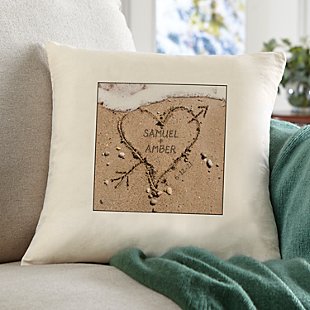 Heart in Sand Throw Pillow