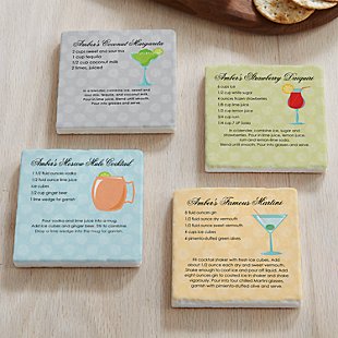 Custom Cocktail Recipe Marble Coasters