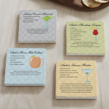 Custom Cocktail Recipe Marble Coasters
