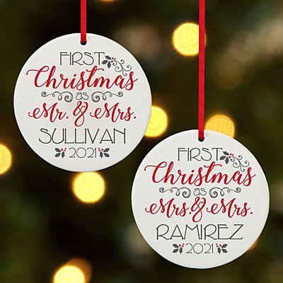 Christmas to Remember Wedding Round Ornament