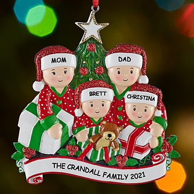 Family Opening Presents Ornament