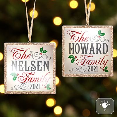 TwinkleBright® LED Christmas Holly Family Gold Ornament