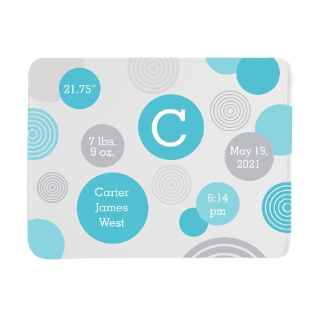 Polka Dot Birth Info Blanket - Blue