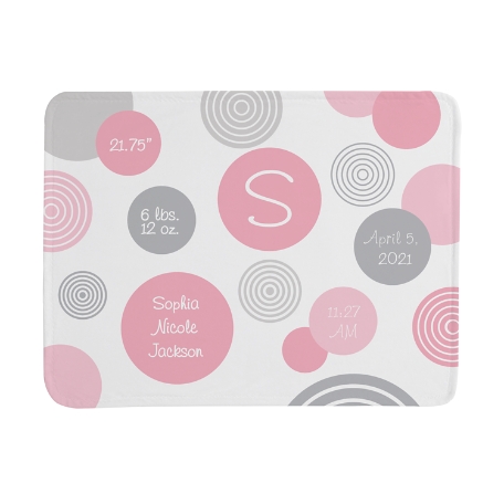 Polka Dot Birth Info Blanket - Pink