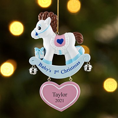 Gorham 2002 Baby's 1st Christmas Rocking Horse Lead Crystal Ornament