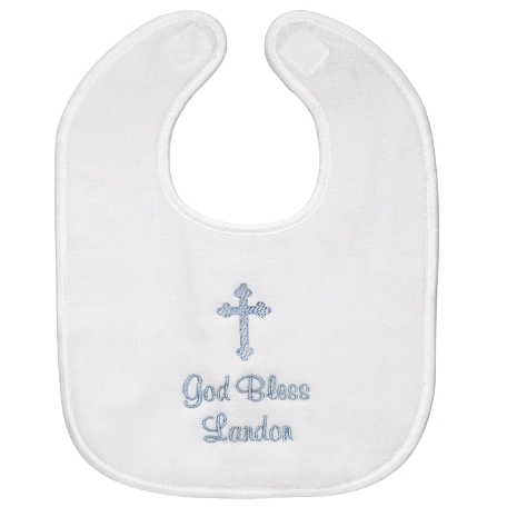Embroidered Baptismal Bib - Blue