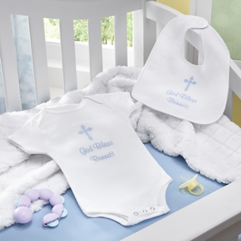 Embroidered Baptismal Bib & Bodysuit