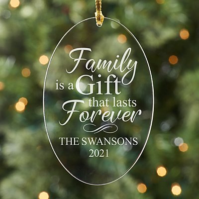 Family is a Gift Acrylic Oval Ornament