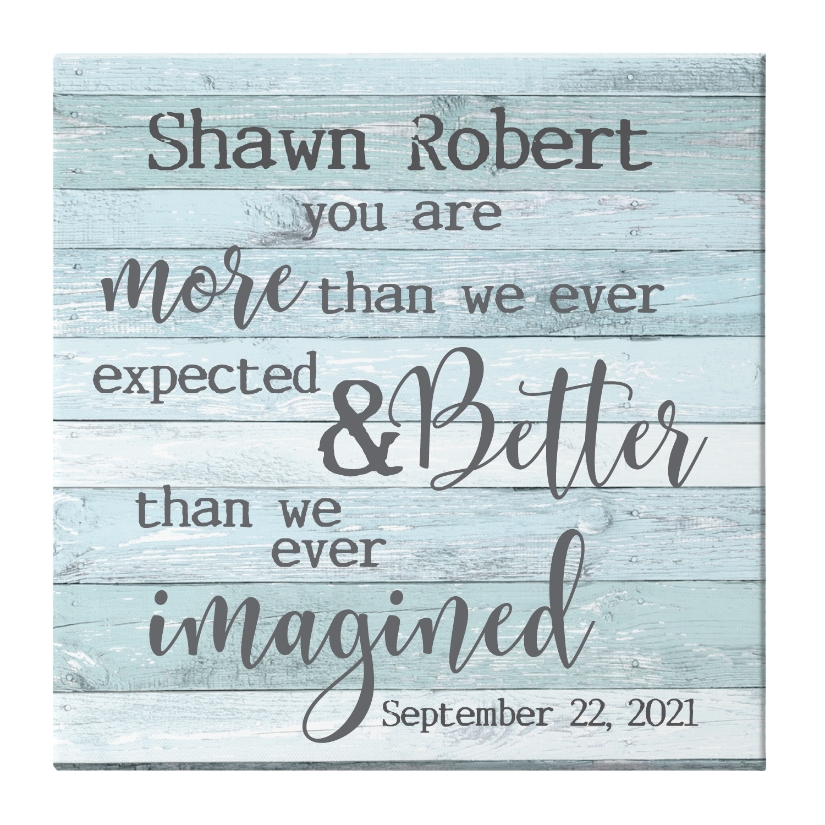 More Than We Expected Baby Canvas - 11x11 - Blue | Personal Creations