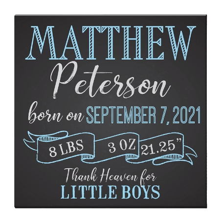 Here I Am! Baby Canvas  - Blue 11x11
