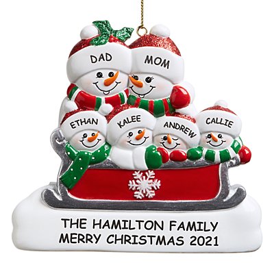 Sleigh Ride Snowman Family Ornament-6 Snowmen