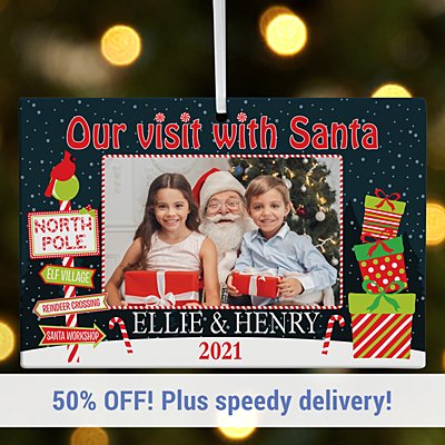 Visit with Santa Photo Rectangle Bauble