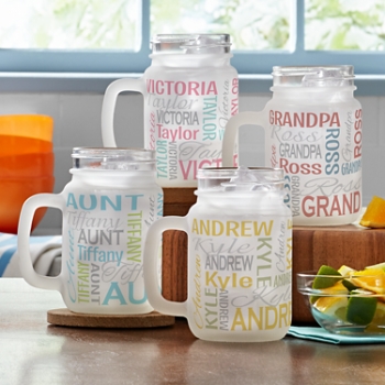 Customizable Signature Personalized Frosted Glass Mason Jar