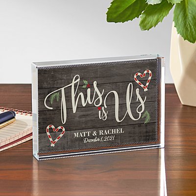 This is Us Holiday Glass Block
