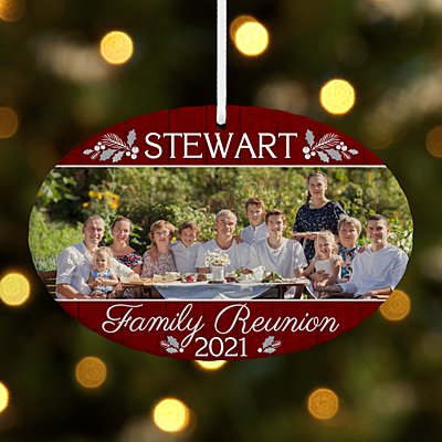 Family Reunion Photo Oval Bauble