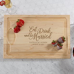 Eat, Drink & Be Married Maple Wood Cutting Board