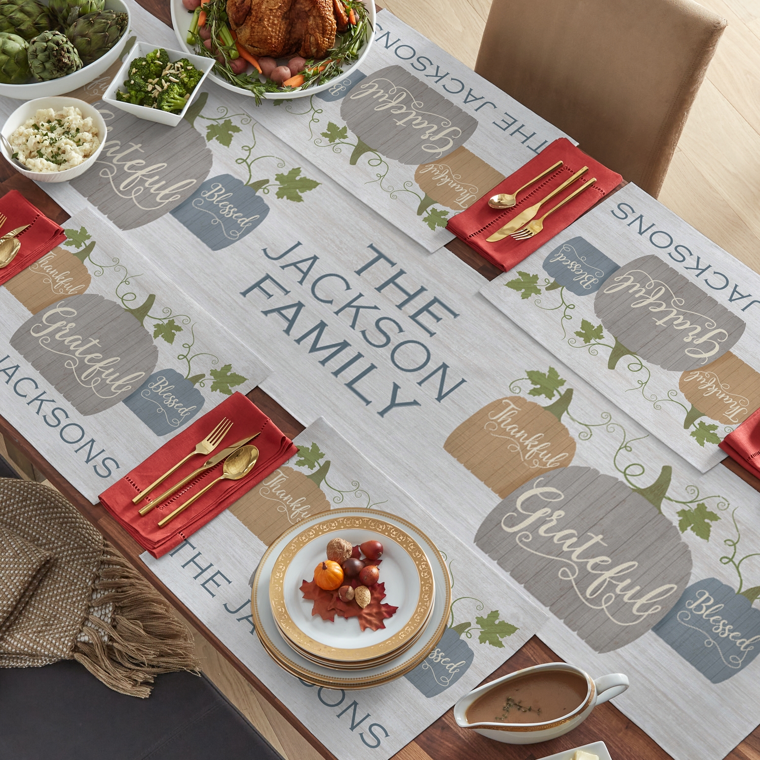 Farmhouse Pumpkins Table Runner & Placemats