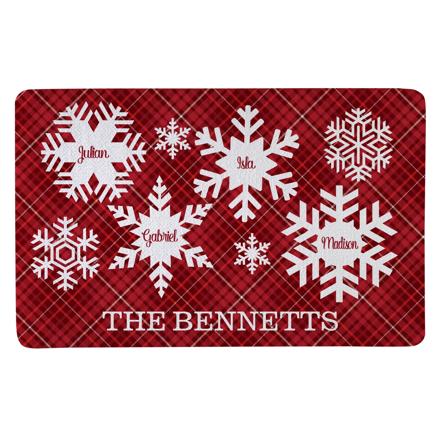 Snowflake Flurry Doormat - 17x27 - Red