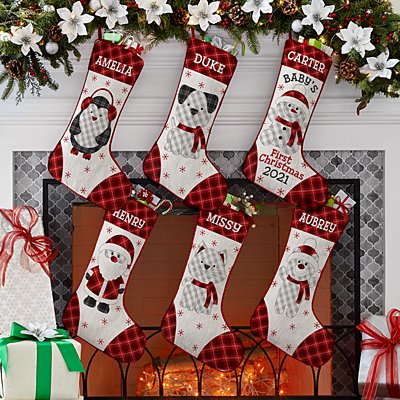 Whimsical Winter Plaid Character Stocking