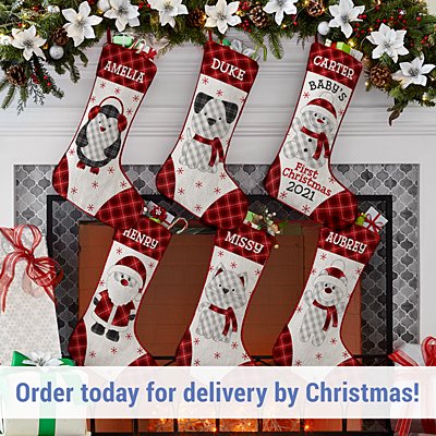 Whimsical Winter Plaid Character Stocking