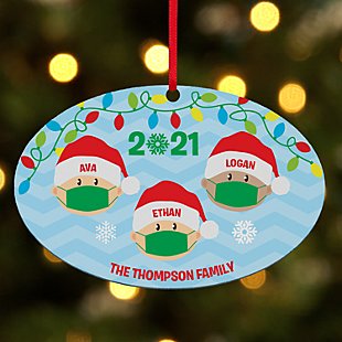 Holiday Quarantine Family Oval Ornament