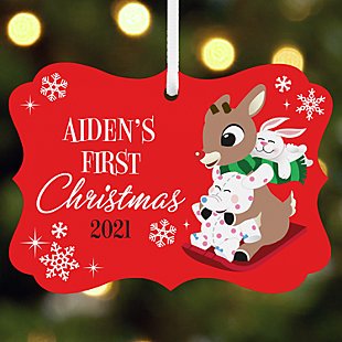 Rudolph® Baby's First Christmas Scroll Ornament