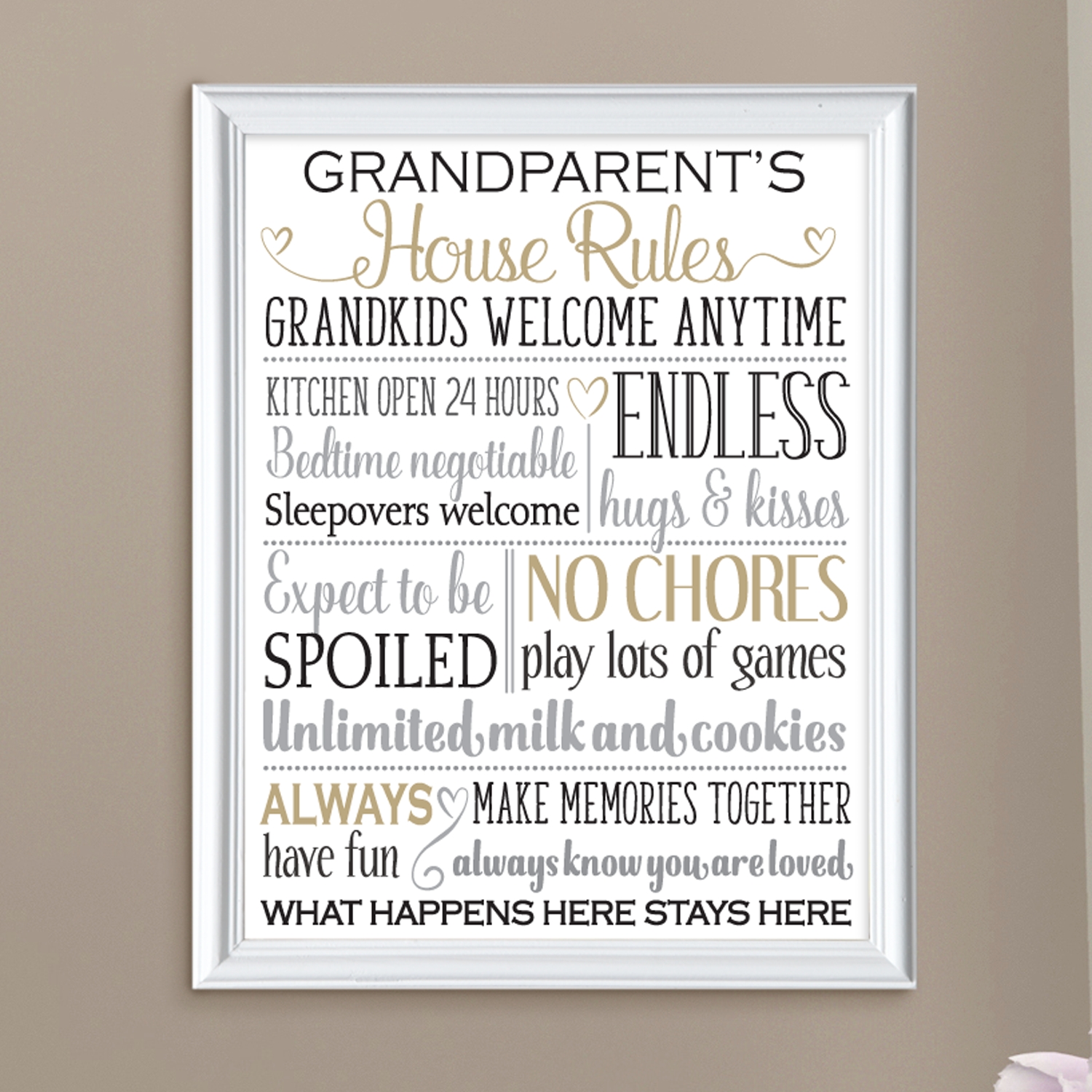 Grandparents Rules Framed Print