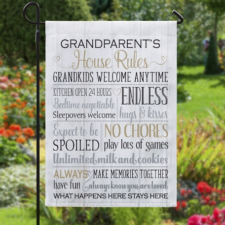 Grandparents Rules Garden Flag