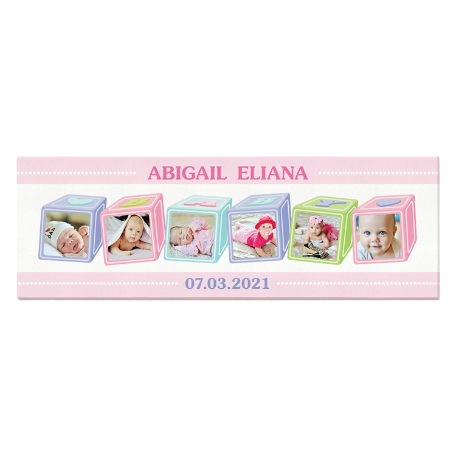 ABC Baby Blocks Photo Canvas - Pink - 9X27