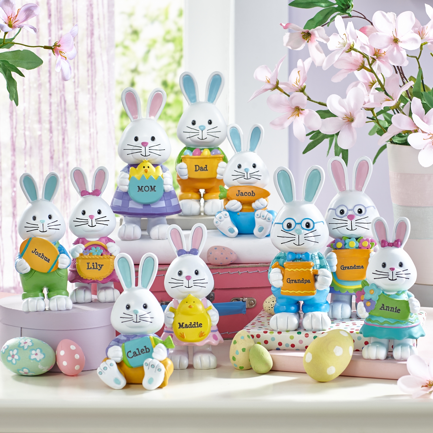 Adorable Bunny Family Personalized Resin Figurines